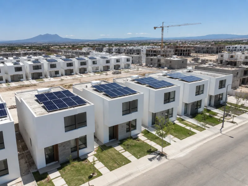 Desarrollo de casas nuevas con paneles solares